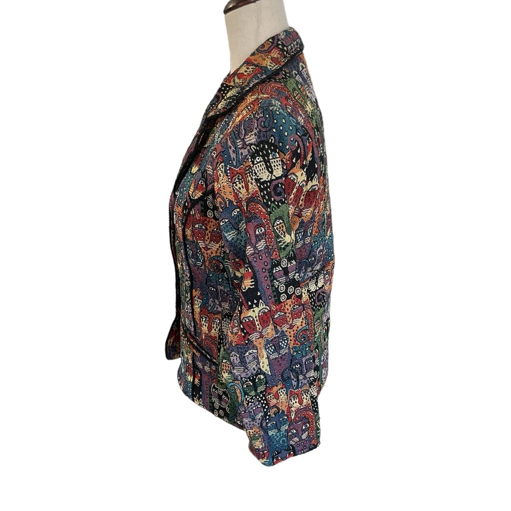 PARSLEY & SAGE Vintage Cat Tapestry Beaded Blazer Jacket - Picture 6 of 16
